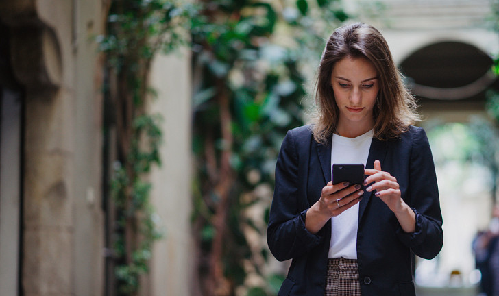 Woman checking her phone