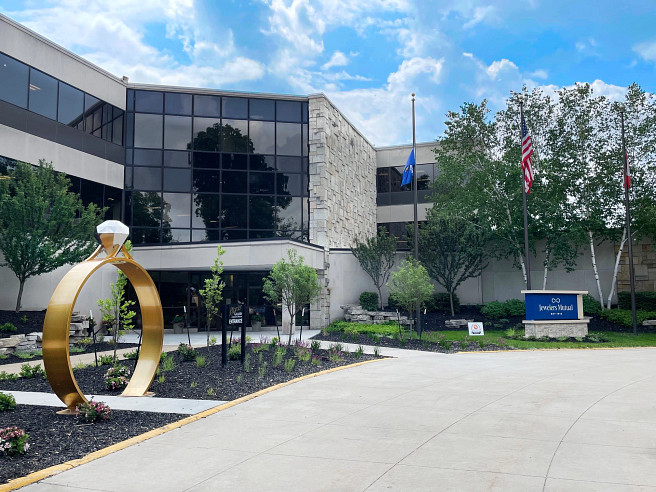 Neenah Front Entrance and Ring Sculpture