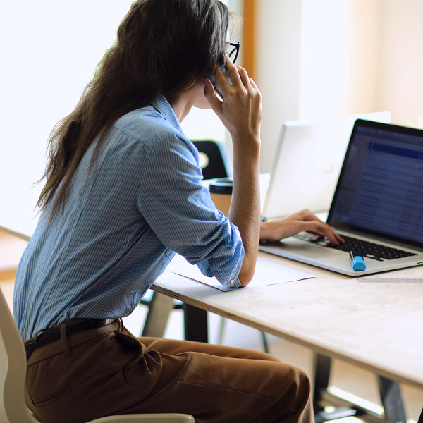 Woman working at her home office